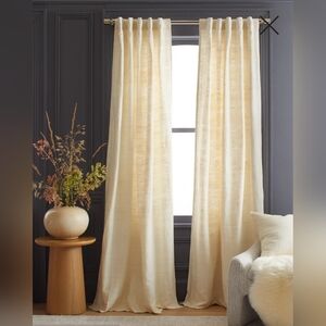 NWT! Quince Raw Silk Ivory Light Filtering Curtains- 2 Panels 48"x84"(R7)